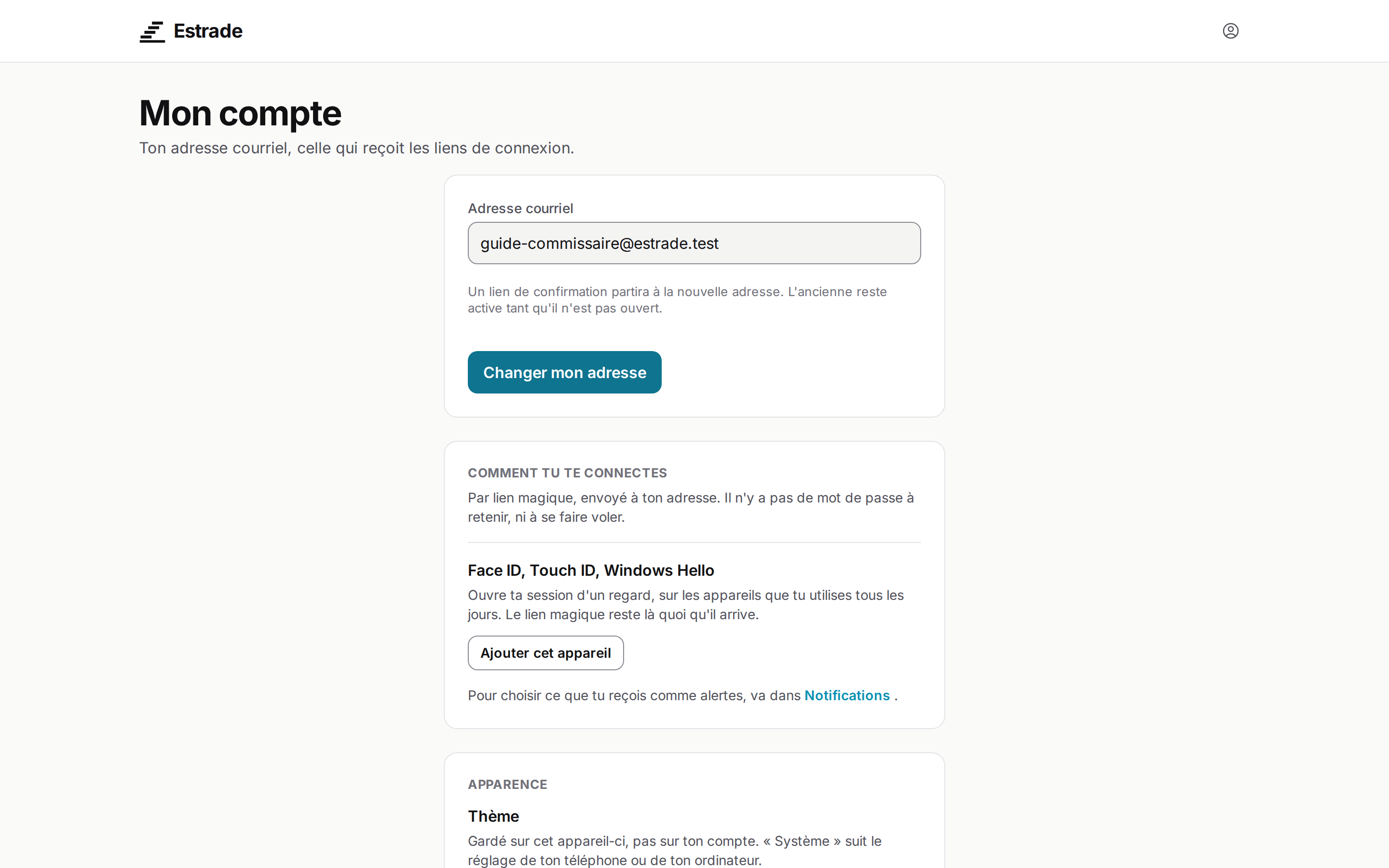 Les réglages du compte
